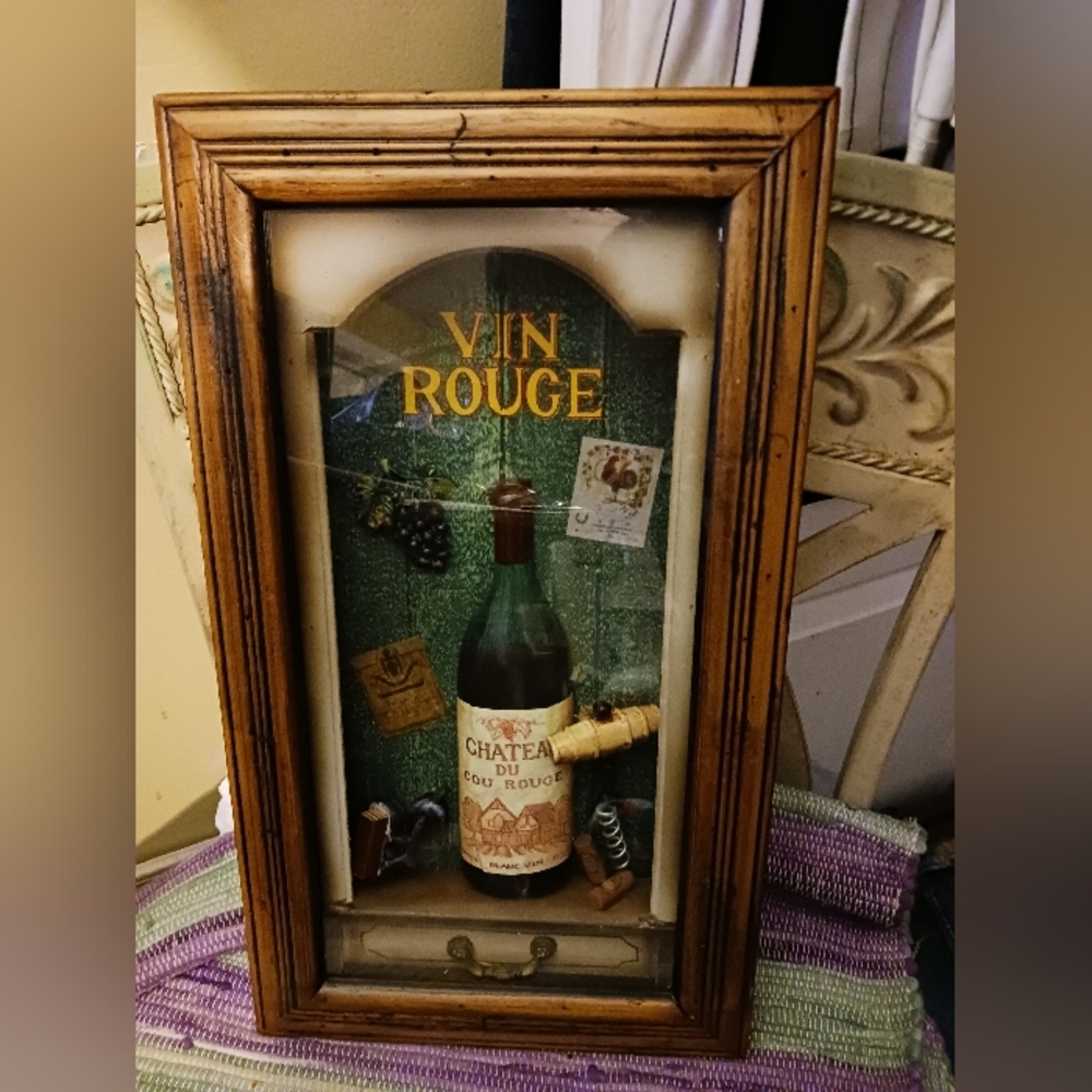 🏕🎋🍷Vin Rouge Shadow Box Wine 🍷🍇🫐🍍Chateau Du Cou Rouge Wall Art.🍾 🍹 - Picture 3 of 5